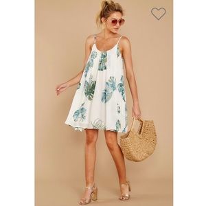 Follow Along With Me Green Palm Print Dress